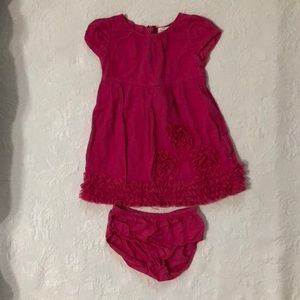 Old Navy pink dress w/ tulle flowers 12-18 months